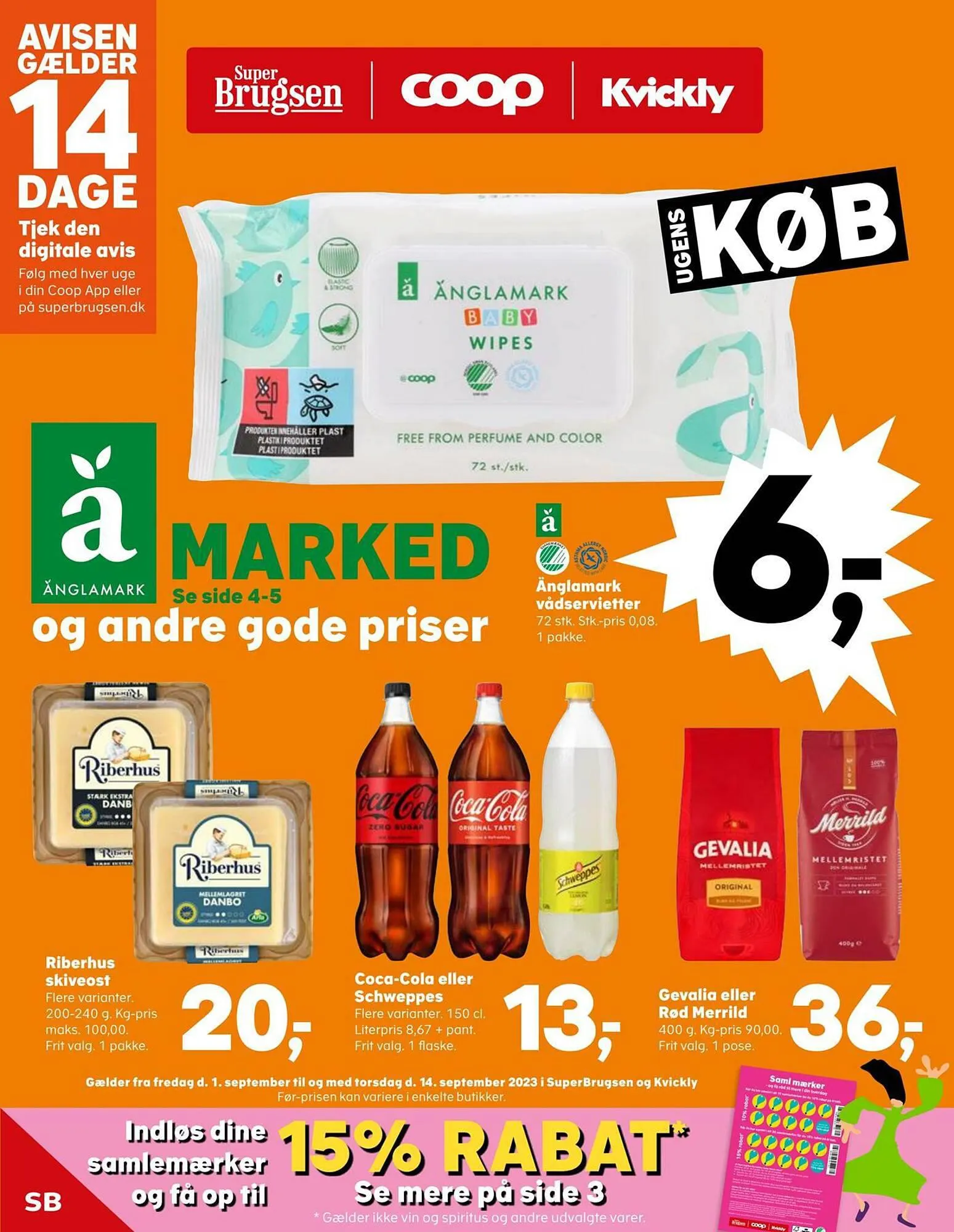 SuperBrugsen tilbudsavis Gyldig indtil 31. august - 14. september 2023 - tilbudsavis side 1