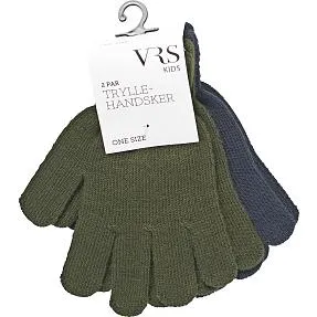 VRS børne 2-pak tryllehandsker str. onesize - army/navy