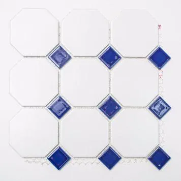 Mosaik Octagon keramik hvid og blå 30x30 cm