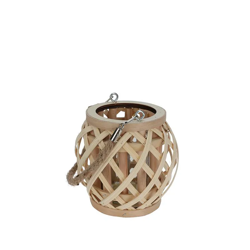 Lanterne i bambus med håndtag 14 cm