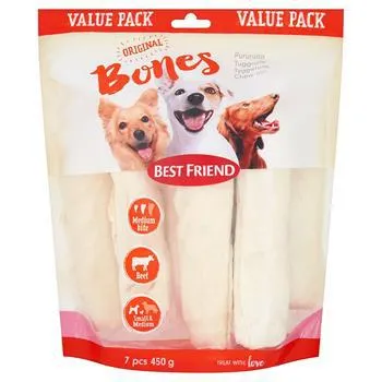 Best Friend Bones BigBite Tyggerulle hvid 17cm, 7-pak