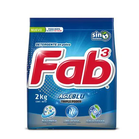 Detergente en Polvo Fab 3 Poderes Actiblu 2Kg