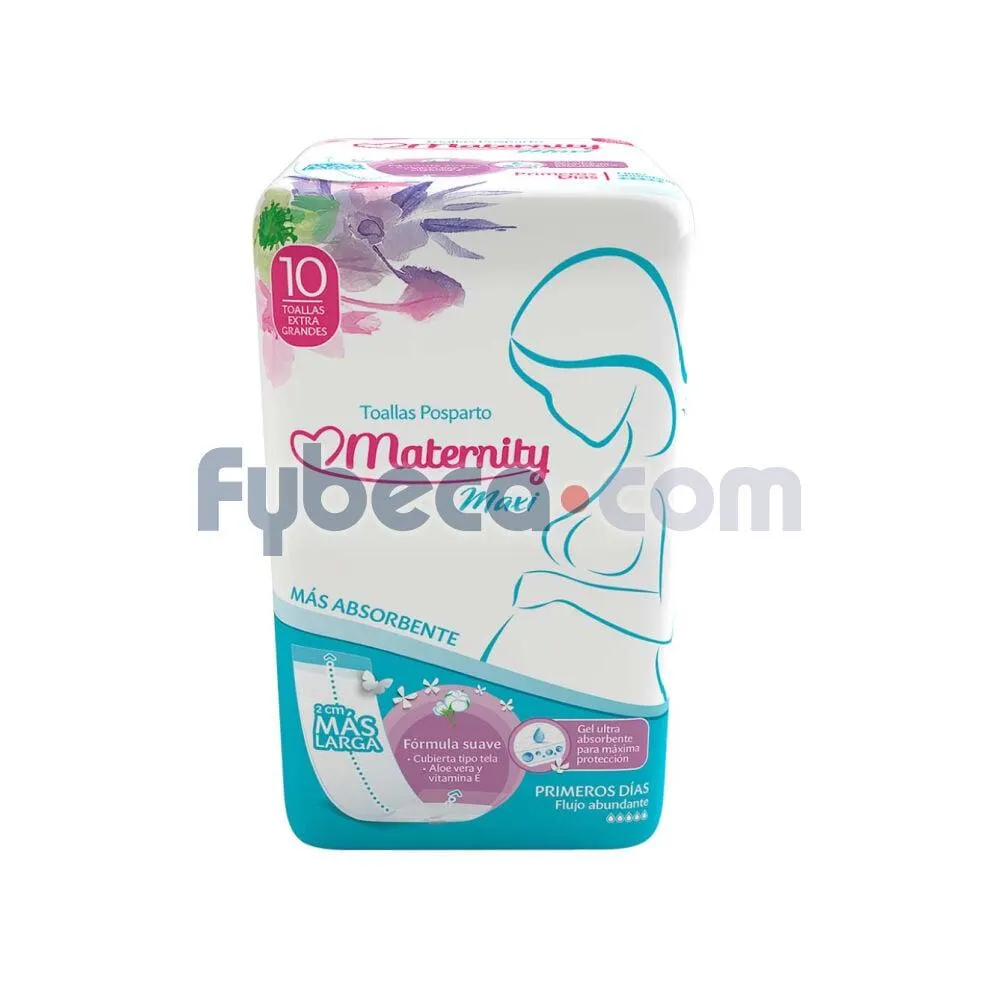 Toallas Sanitarias Posparto Maxi Primeros Días 10 Unidades