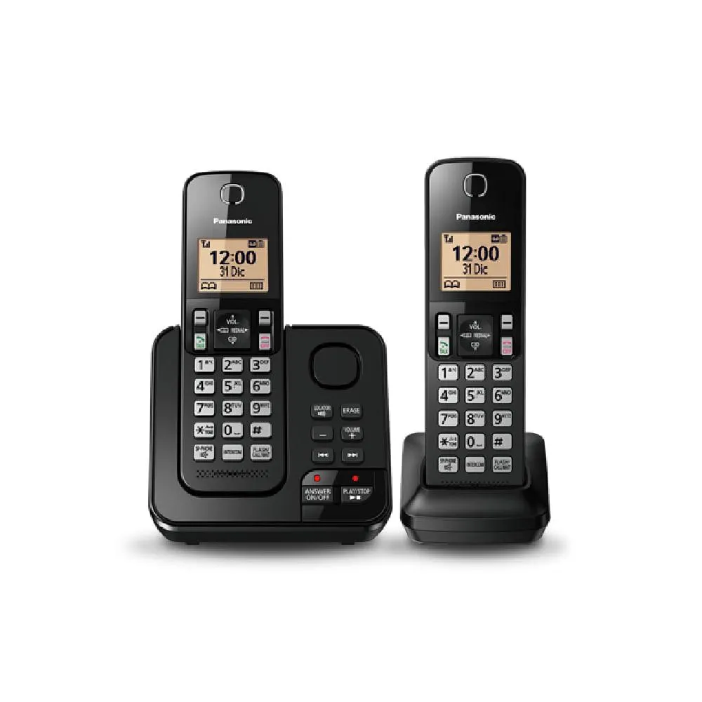 Teléfono Inalámbrico Panasonic Kxtgc362Lab P8885 | Dos Bases Con Altavoz Contestador Color Negro