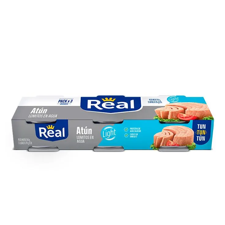 Real Atun 3Pack En Agua Light 70Gr C/U.
