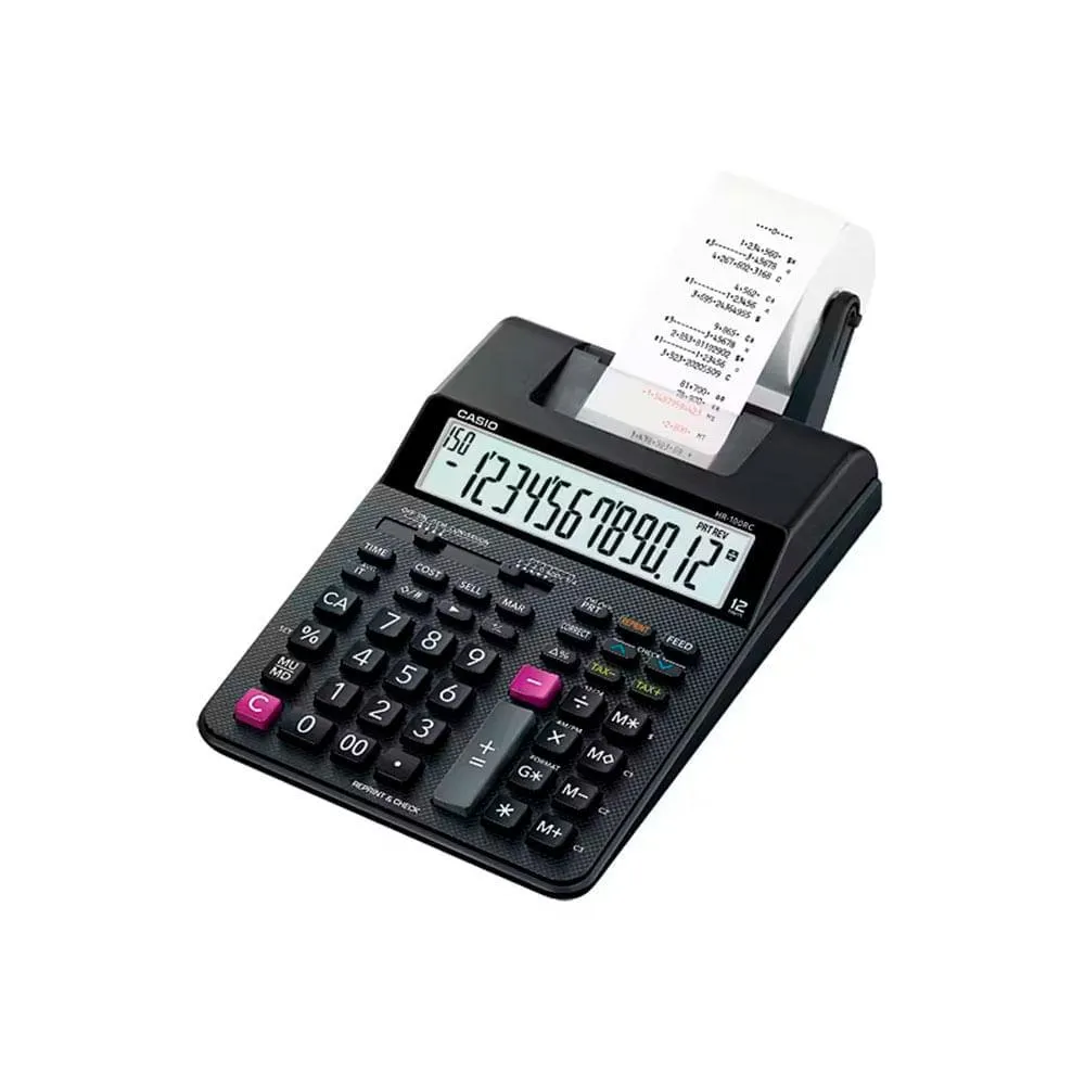 Calculadora con Impresora Casio Time P8790 | 150 Pasos Reprint Color Negro