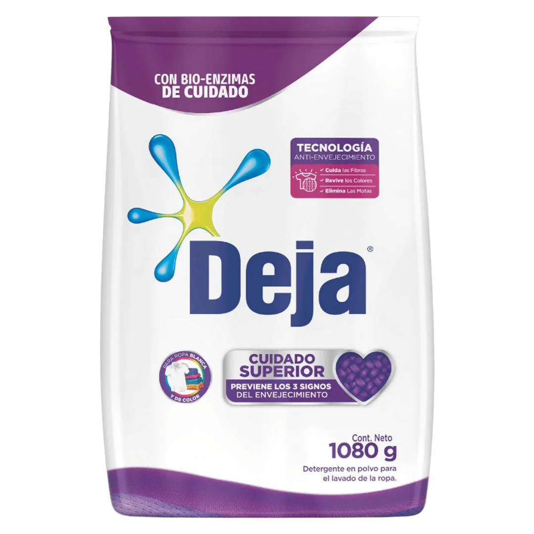 Detergente en Polvo Deja Cuidado Superior 1080g