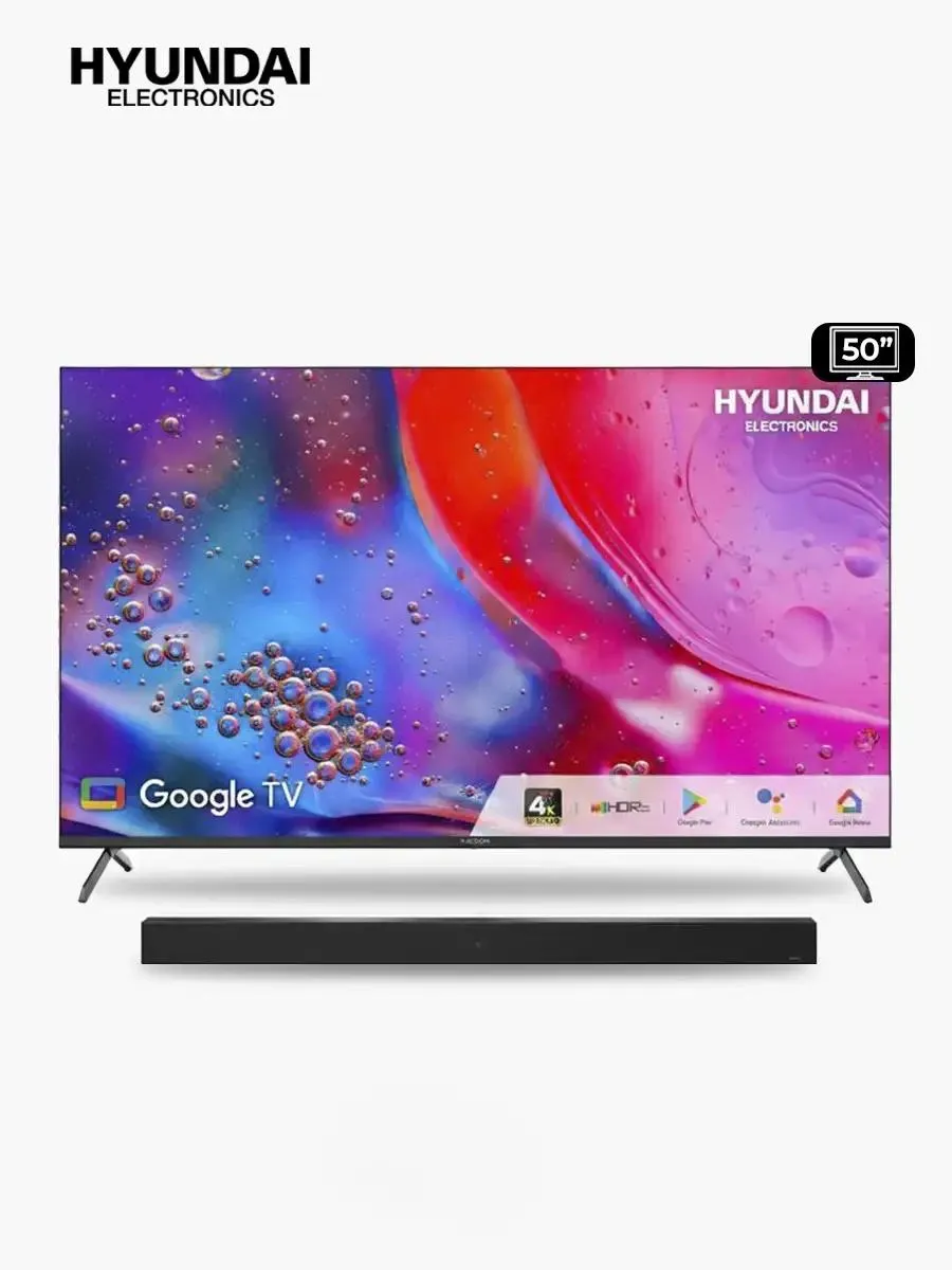 Combo Hyundai Smart TV 50″ 4K Google TV + Barra de Sonido 80 W