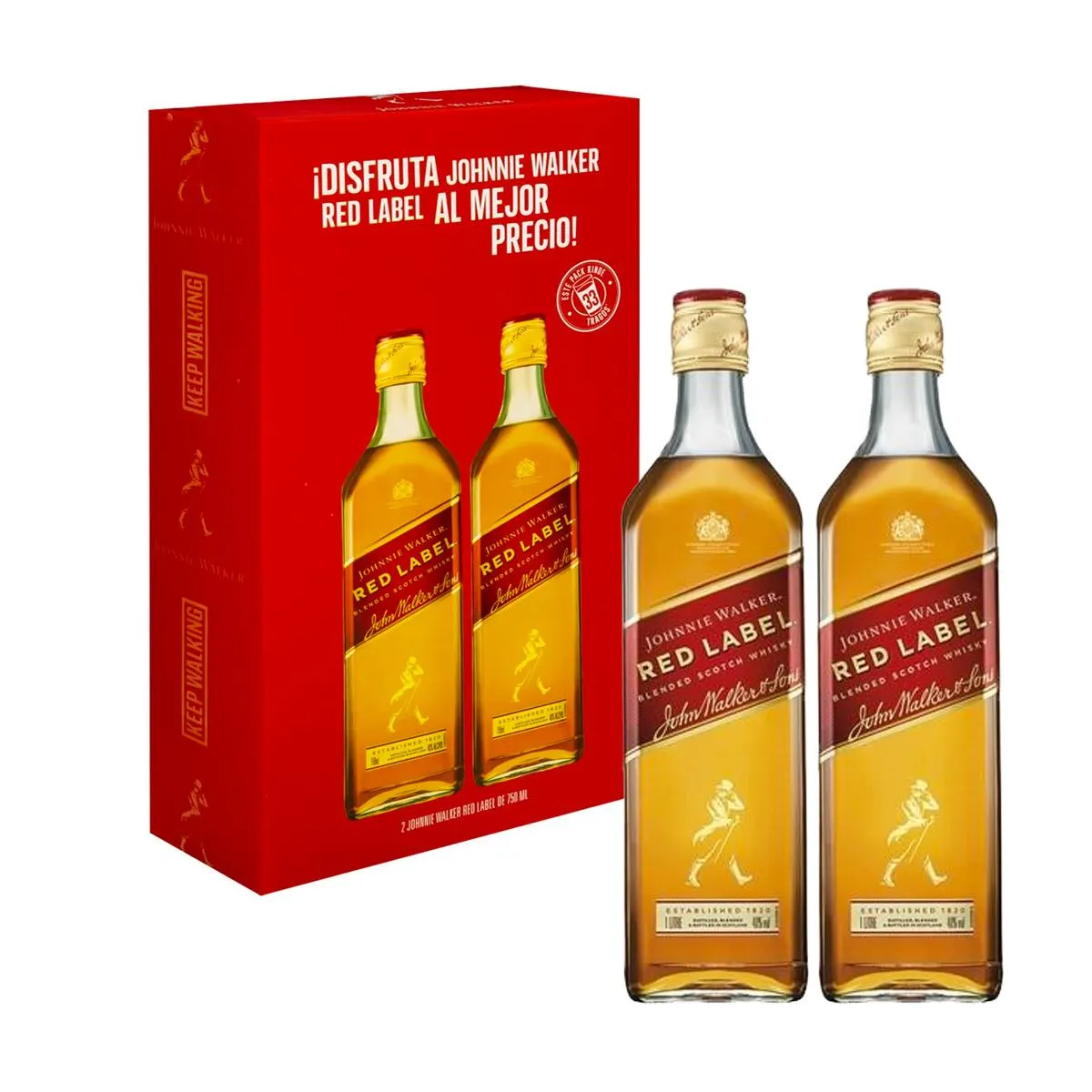 Pack 2 uds Whisky Johnnie Walker Rojo 750ml
