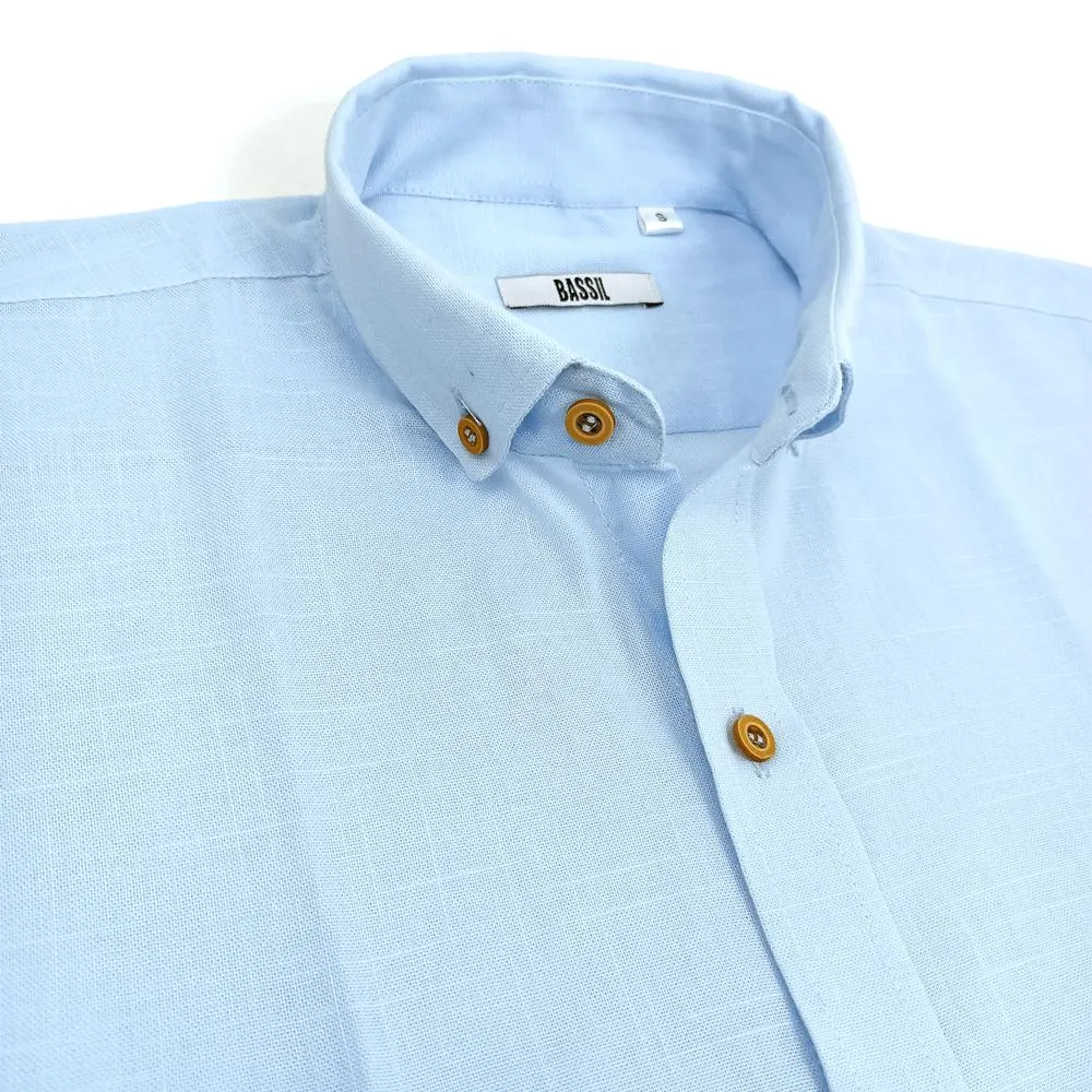CAMISA DE LINO CELESTE