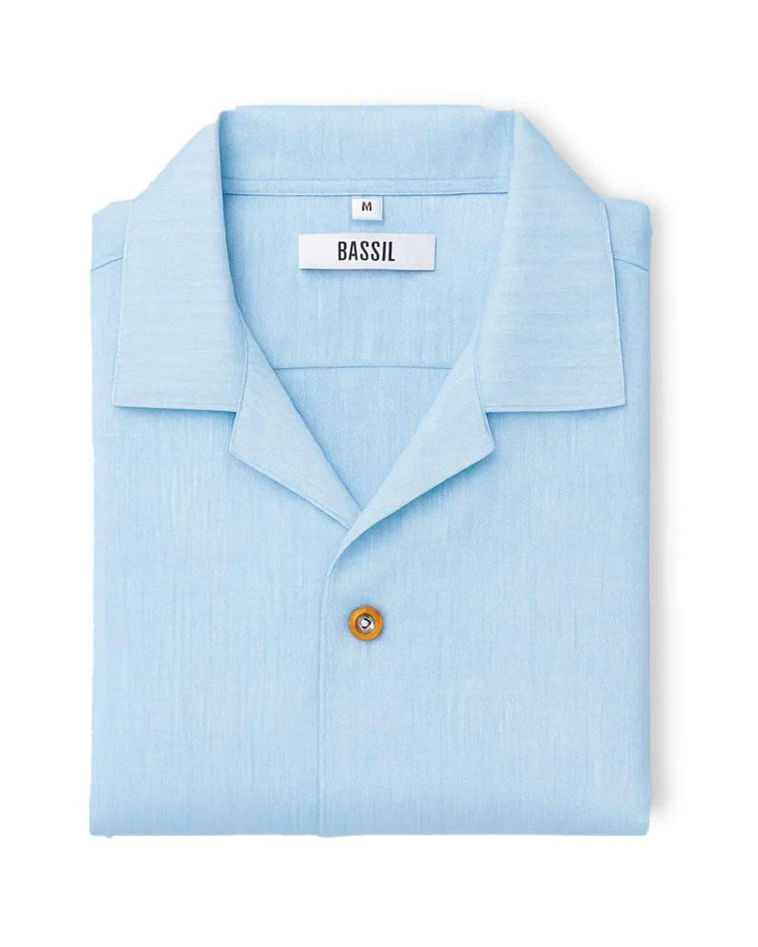 CAMISA LINO MANGA CORTA CELESTE