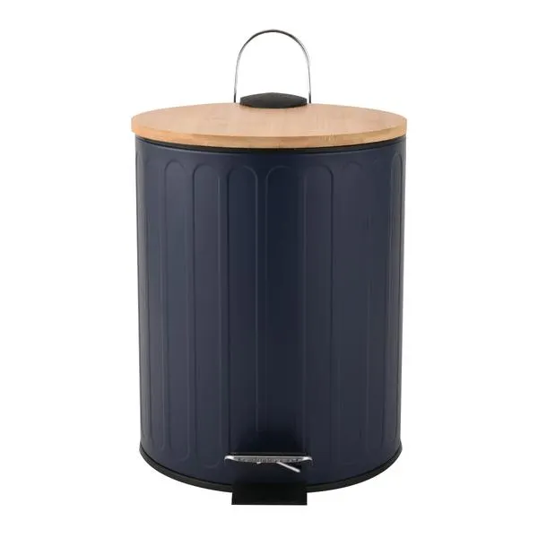 Basurero Metálico con Bamboo Azul 5 Litros