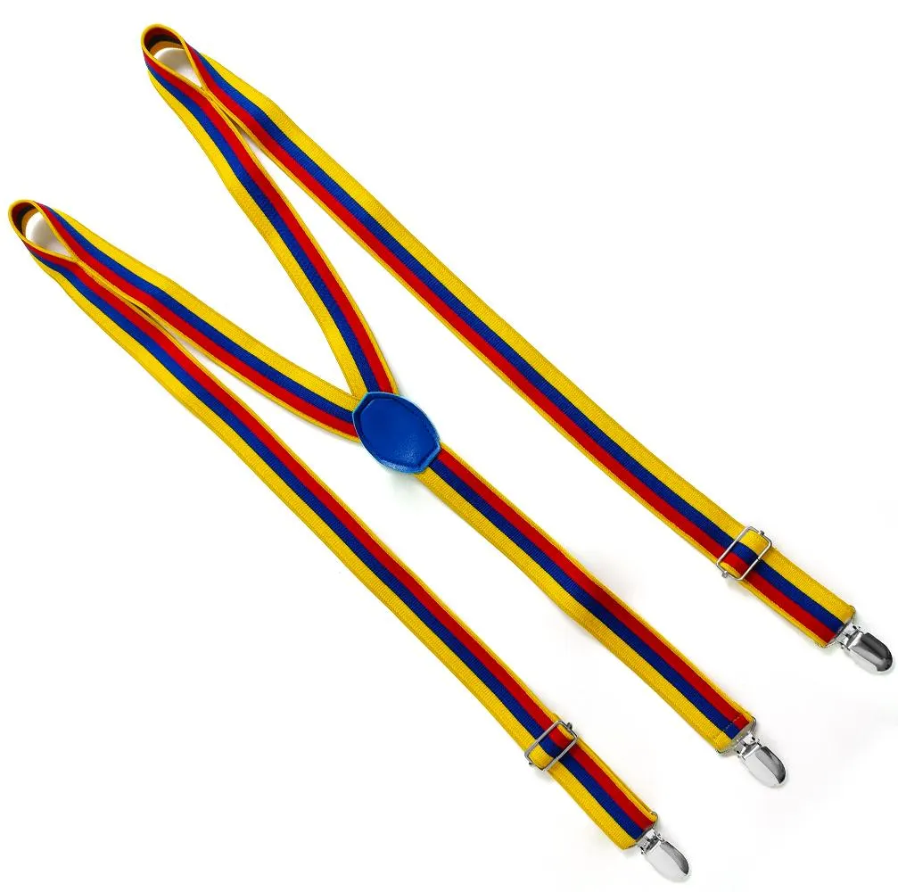 TIRANTES TRICOLOR AMARILLO, AZUL Y ROJO