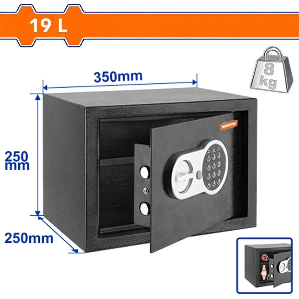 Caja Fuerte Digital Wadfow P8930 | 2 Llaves Mecánicas 19L Color Negro
