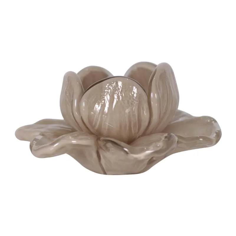 Adorno Flor de Vidrio Taupe 10x5cm