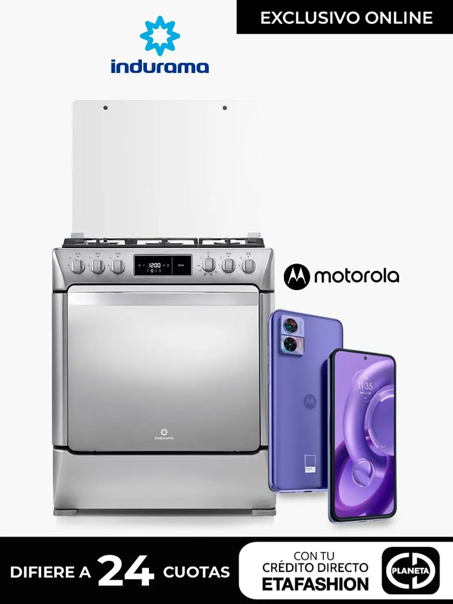 Combo Cocina Indurama Roma Zafiro + Celular Motorola EDGE 30 /Morado