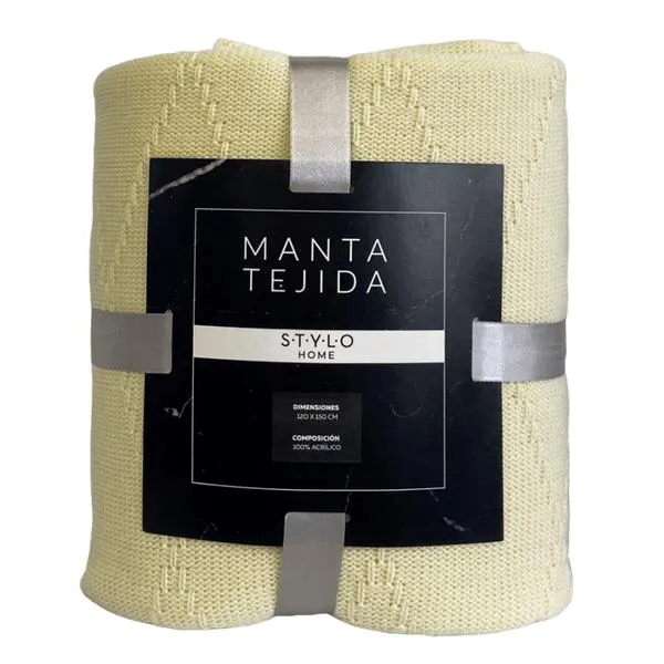 Cobija Tejida Beige 120 x 150 cm