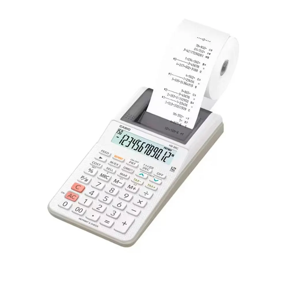 Calculadora con Impresora Casio P8790 | 12 Dígitos 150 Pasos Blanco HR-8RC-WE-W