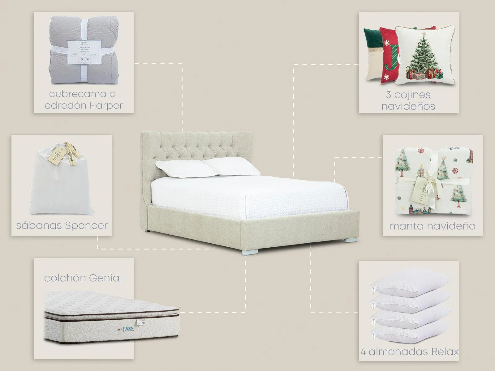 Set Cama Martini Basso Queen Beige