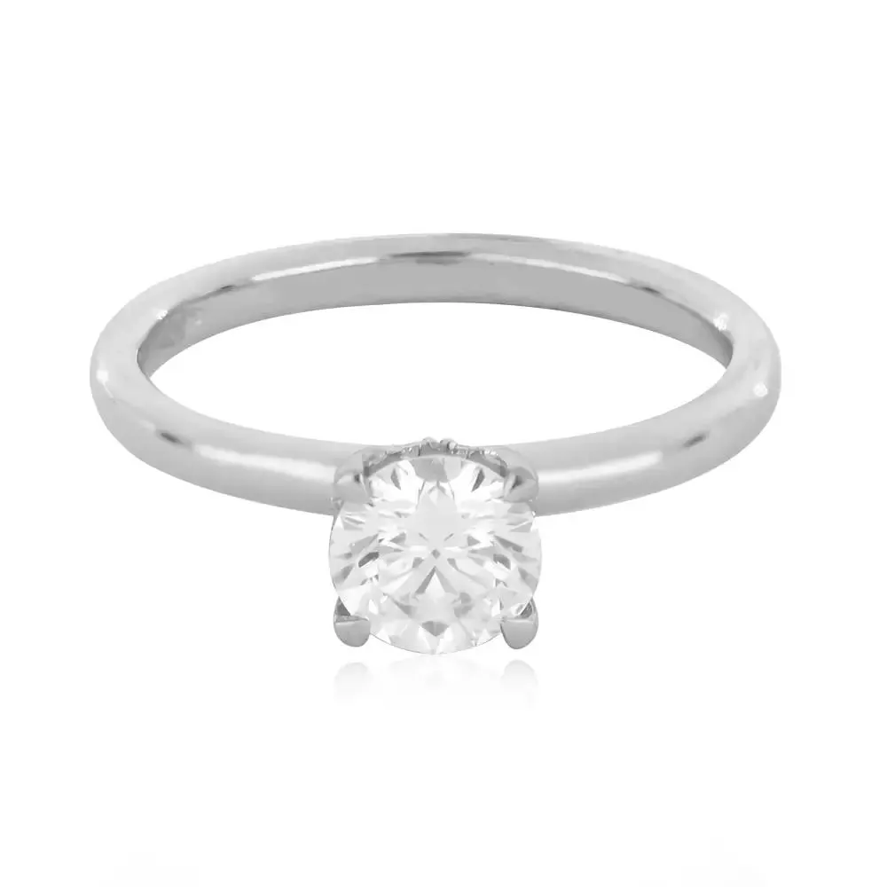 ANILLO DE COMPROMISO REDONDO CON CINTILLO DE DIAMANTES