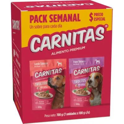 PACK SEMANAL CARNITAS PERRO 7 UND SABORES VARIADOS