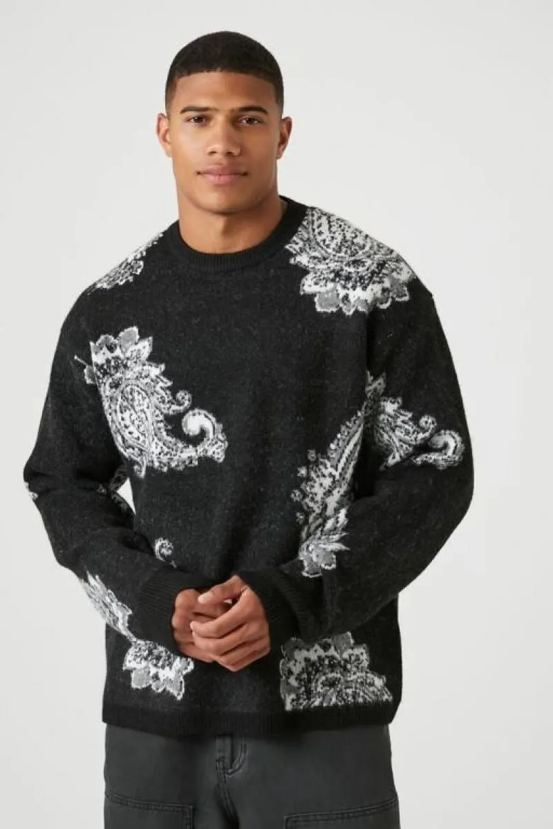 Sudaderas Forever 21 Paisley Print Hombre Negras Blancas | 9MWpL42eSRH