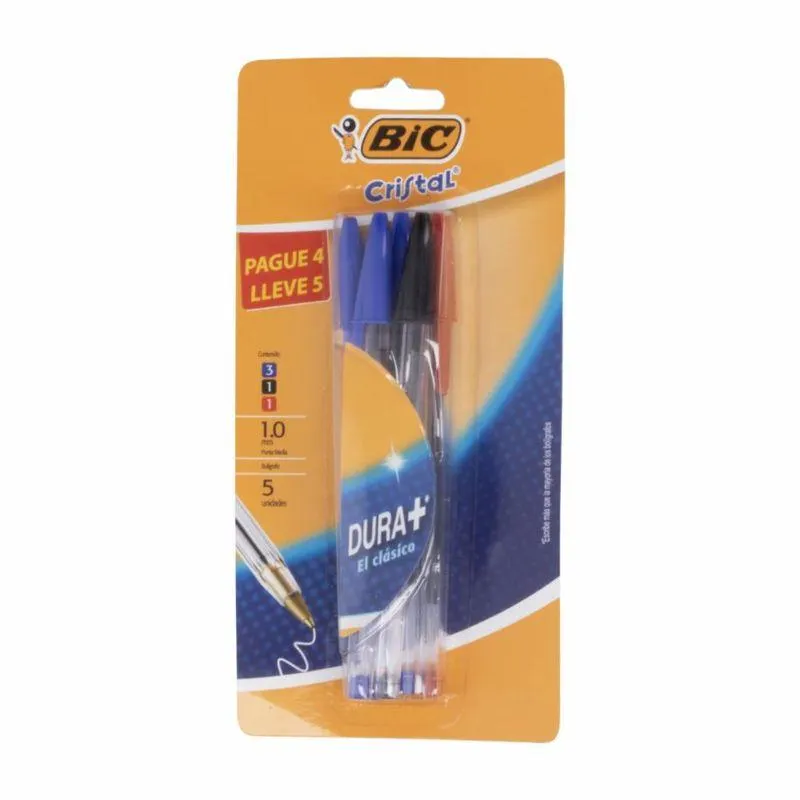 Bolígrafo punta media Blister 4 colores
