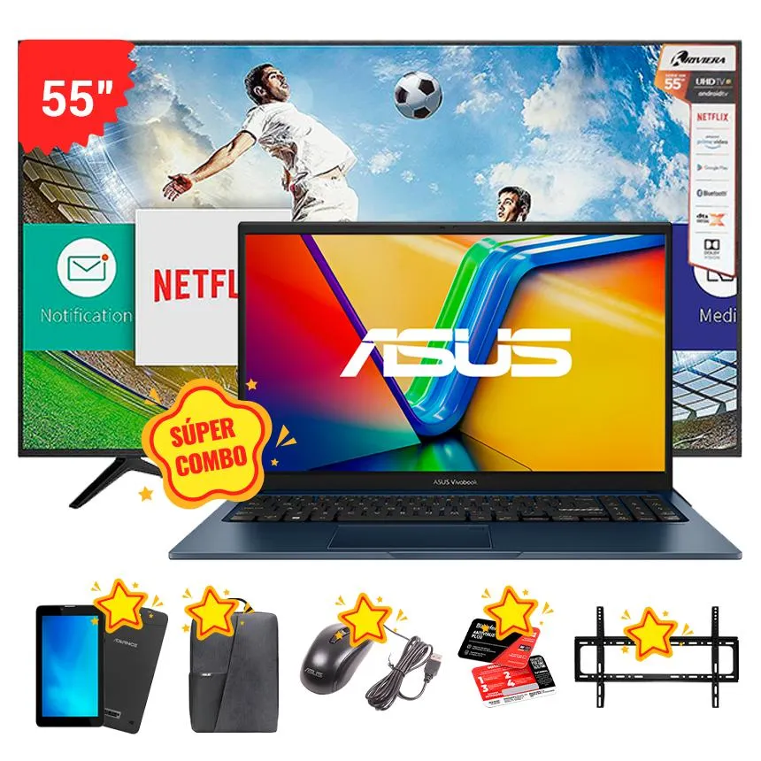 COMBO RIVIERA 55" (RLED-GLT55HIKA5) + ASUS X1504ZA-NJ981 (512GB)