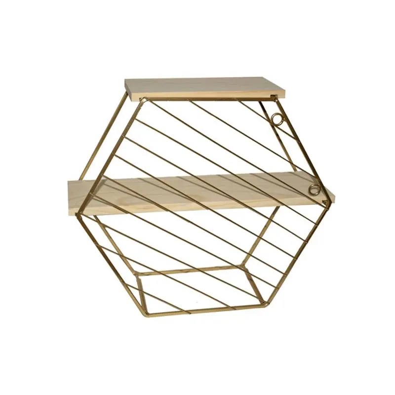 Home Life - Repisa metalica exagonal 2 niveles 32x11x27