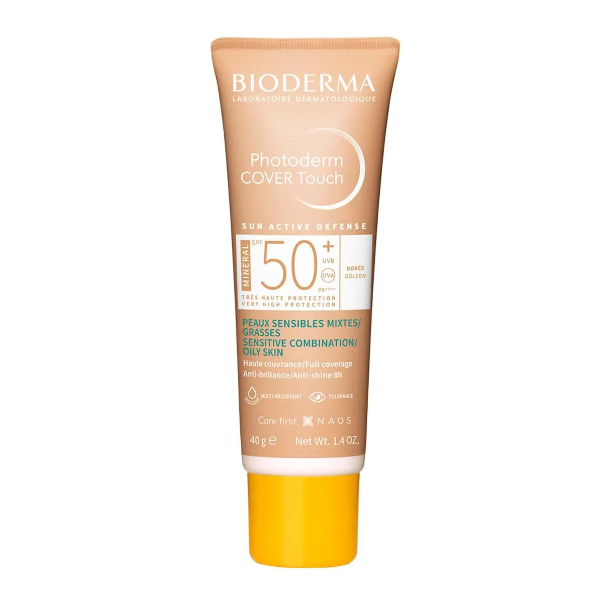 Protector Solar Facial Bioderma Photoderm Cover Touch Doree SPF50+ - 40g