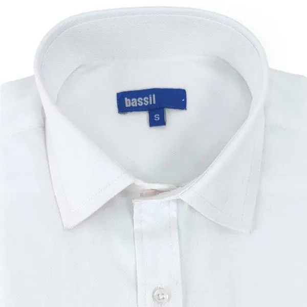 CAMISA BLANCA MANGA LARGA CON TEXTURA DE RAYAS DIAGONAL