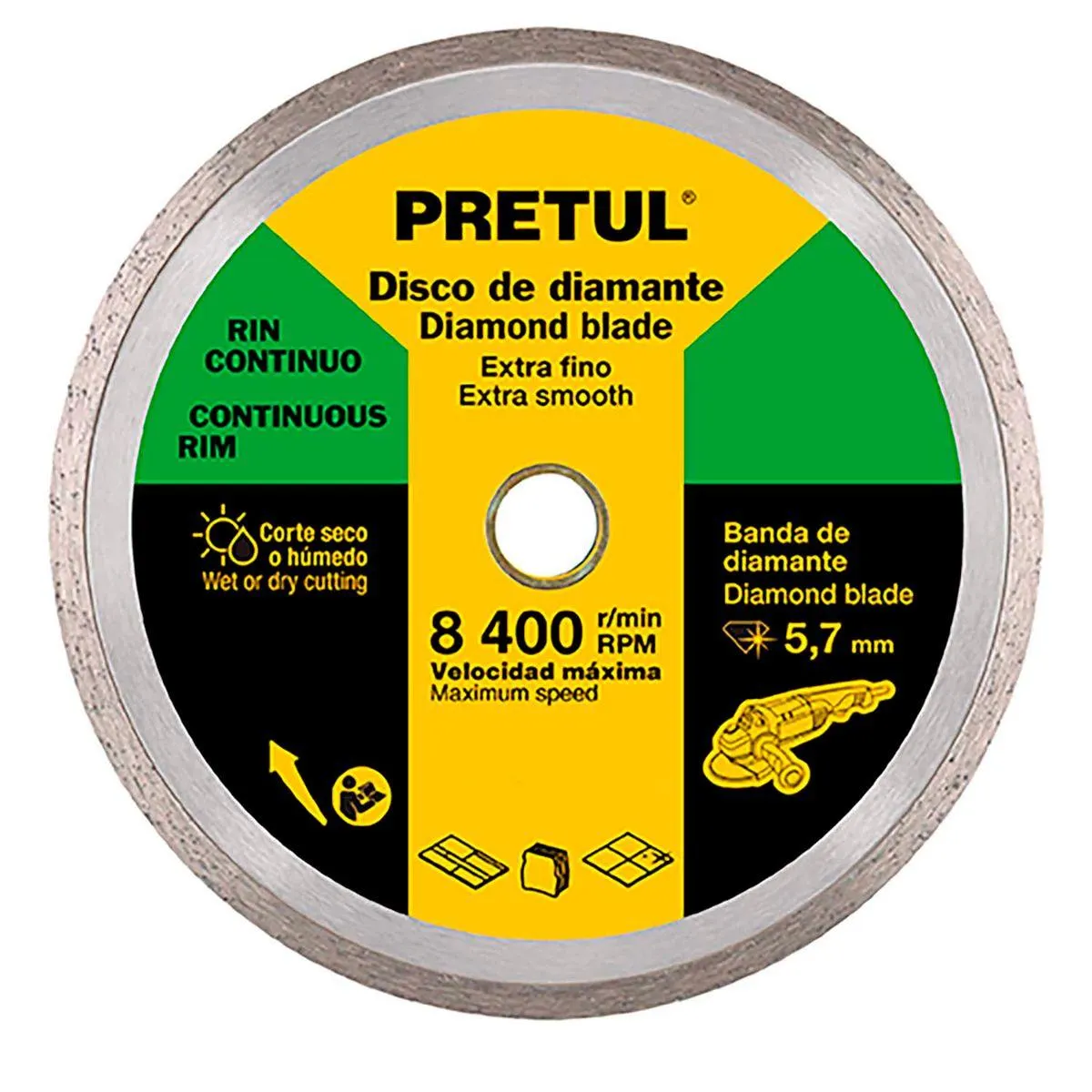 Disco de diamante de 4" x 1.8 mm rin continuo - PRETUL