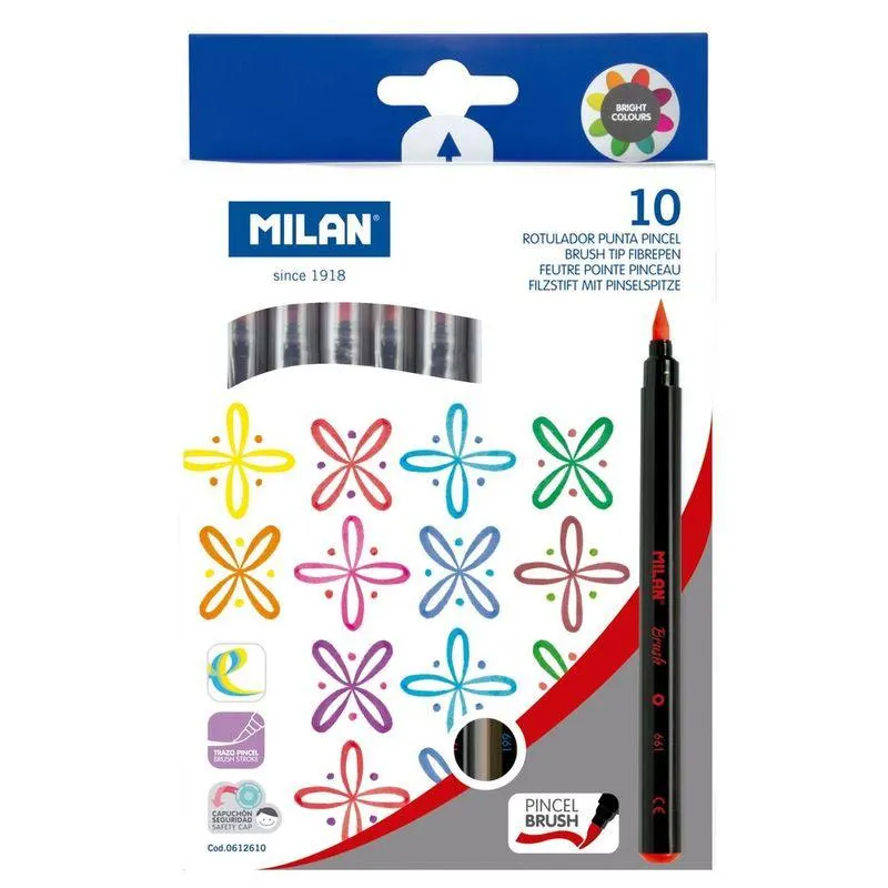 Marcador trazo pincel juego x 10 unidades