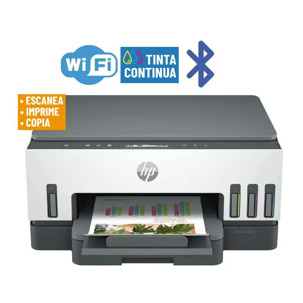 MULTIFUNCION HP SMART TANK 720/IMP/COP/SCA/TINTA CONTINUA/WIFI/BLUETOOTH/4 COLORES