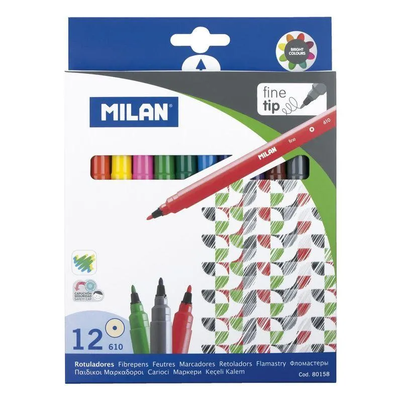 Marcador punta fina juego x 12Un 80158