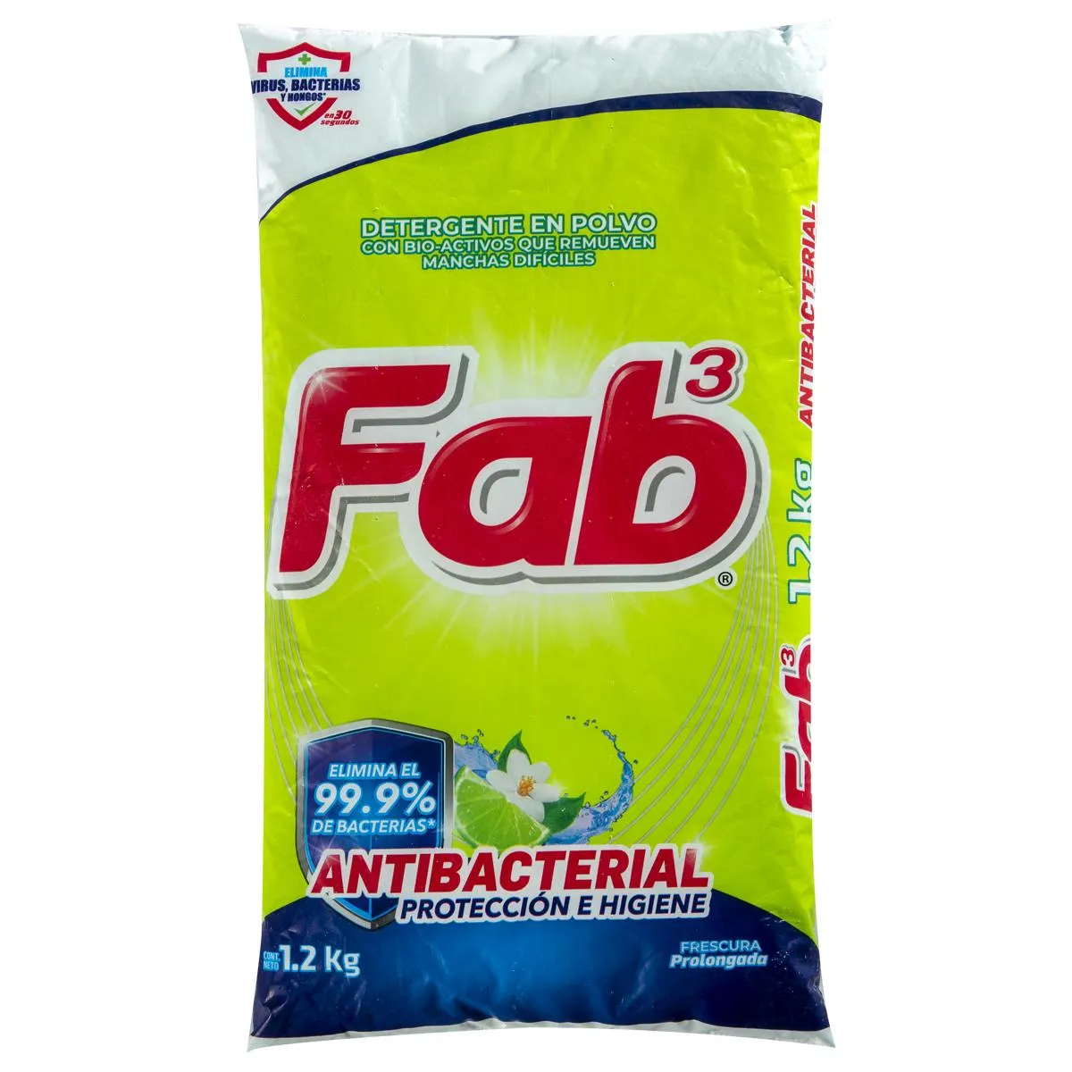 Detergente en Polvo Fab 3 Poderes Antibacterial Mi Medio Limón 1.2 kg