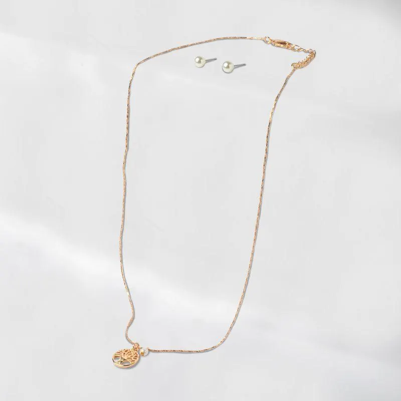 Set De Collar Y Aretes Bañados En Oro 01588