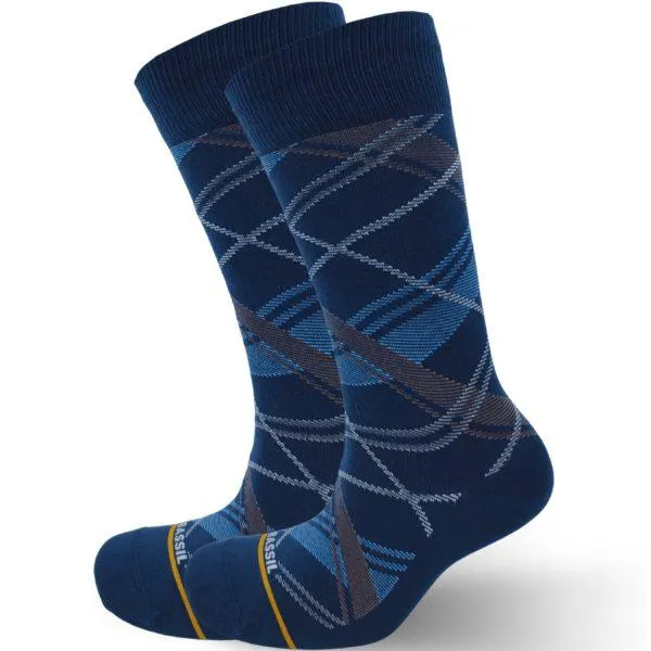 Medias de caballero con diseño azul con celeste y gris