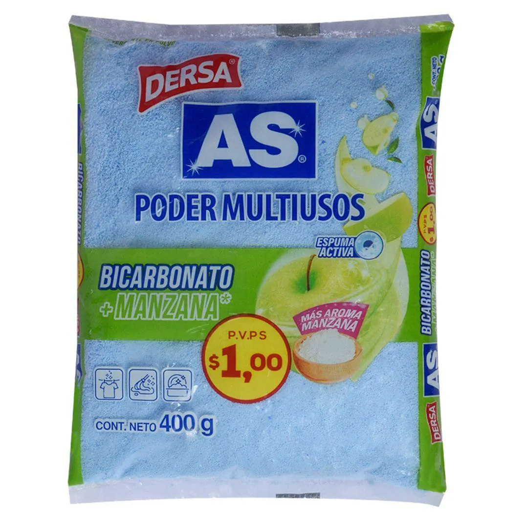 Detergente en Polvo Dersa Bicarbonato más Manzana 400g
