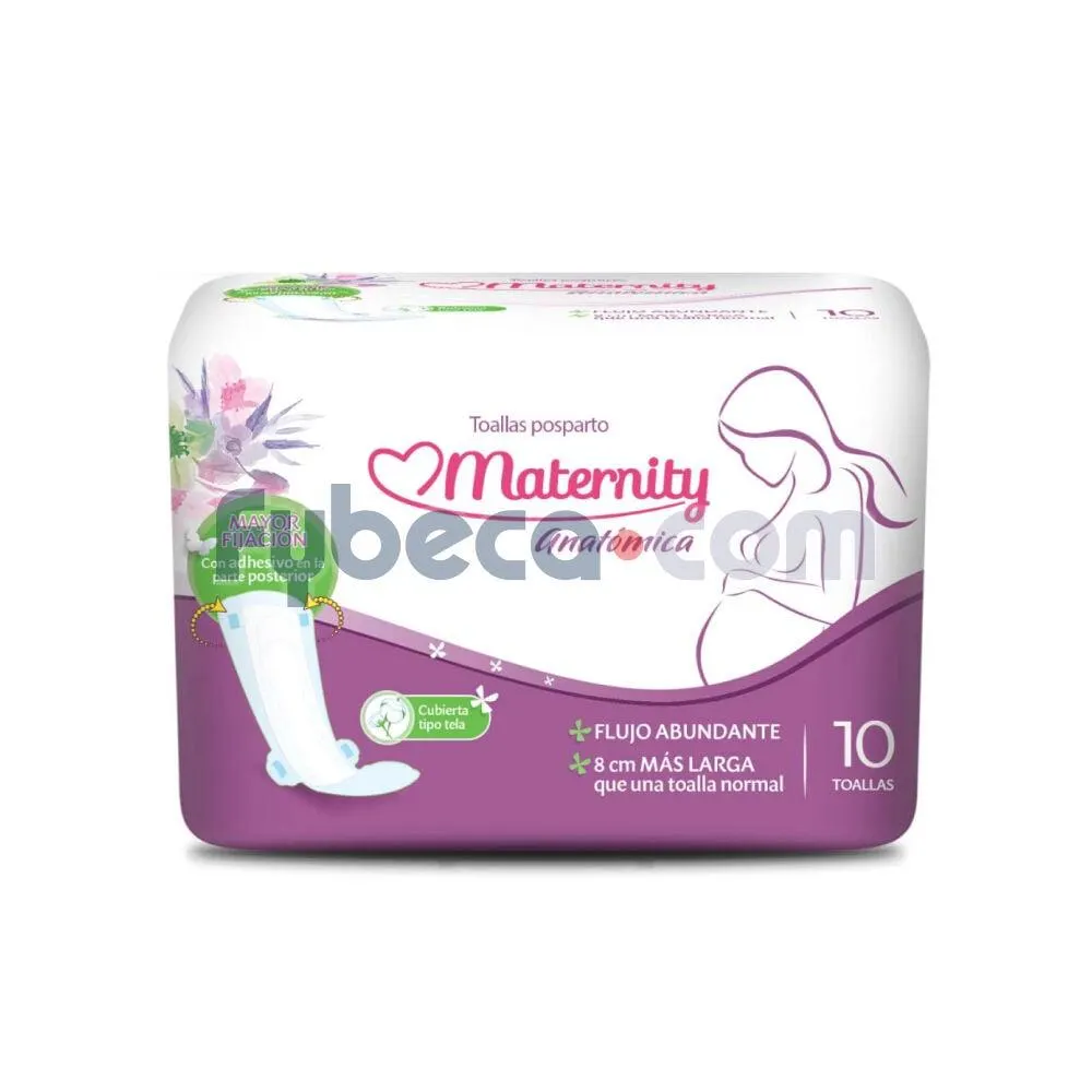 Toallas Sanitarias Postparto Anatómica 10 Unidades