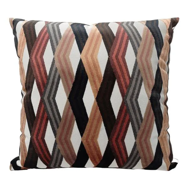 Cojín Yj Chenille Naranja/Café/Mostaza