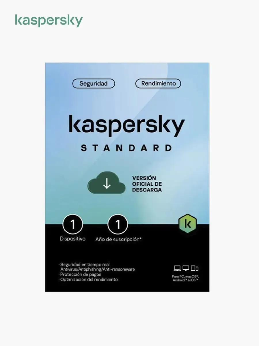 Kaspersky Seguridad Standard – Antivirus Esencial | 1 Dispositivo / 1 Año / Tarjeta Física
