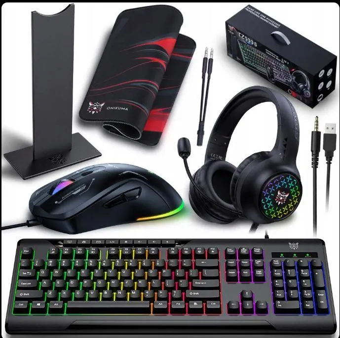 Combo Gaming Audifono Teclado Mouse Pad Mouse Soporte Tz5006 5 En 1