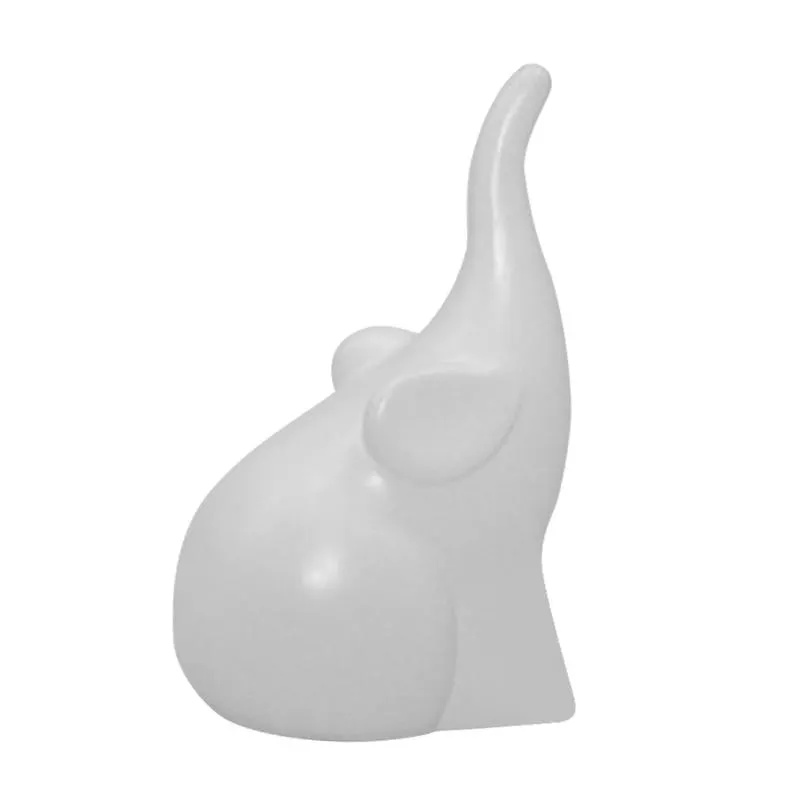 Adorno Elefante de Cerámica 15cm Blanco