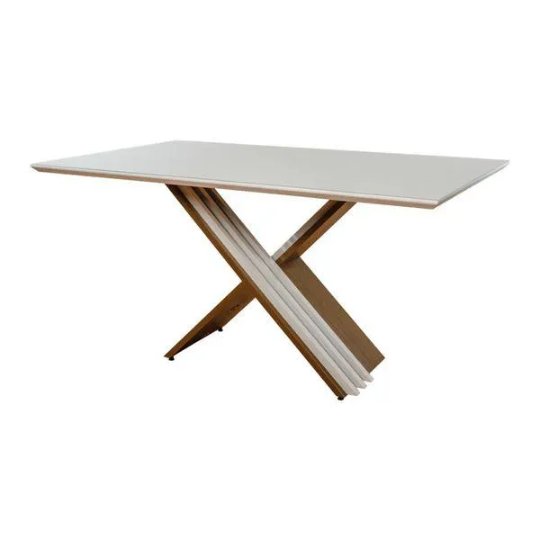 Mesa de Comedor Rectangular Madrid |Bi Color Imbuia - Blanco Antiguo