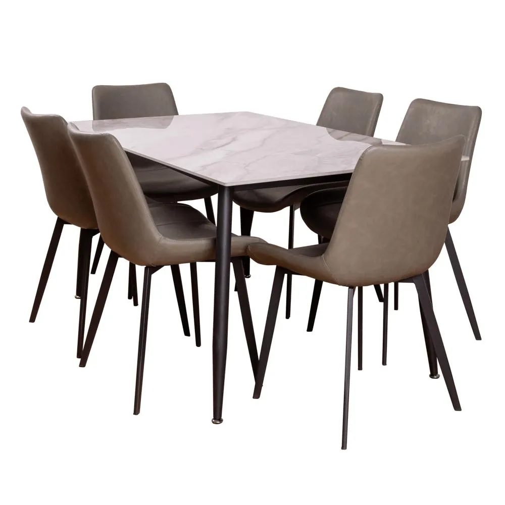 Juego de Comedor Martell | Bi Color Marmoleado /Gris