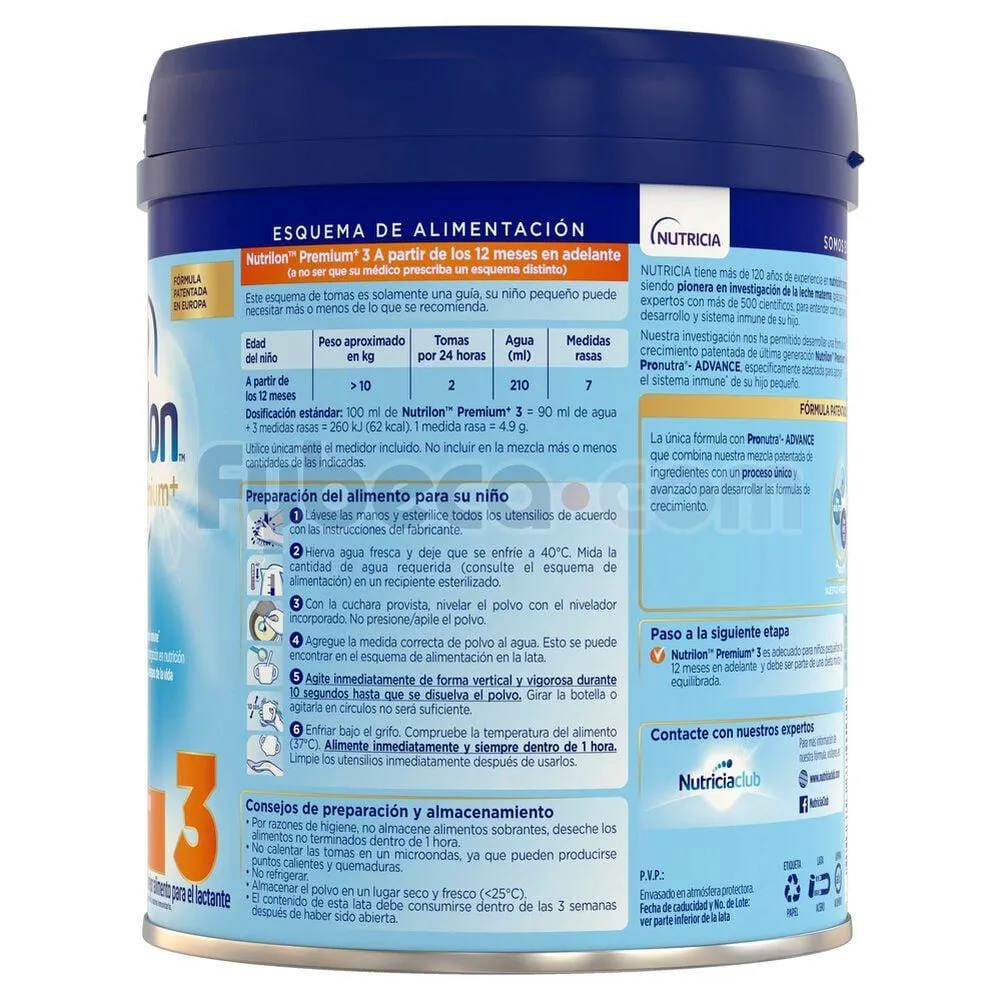 Fórmula Infantil Premium 3 800 G Tarro Unidad