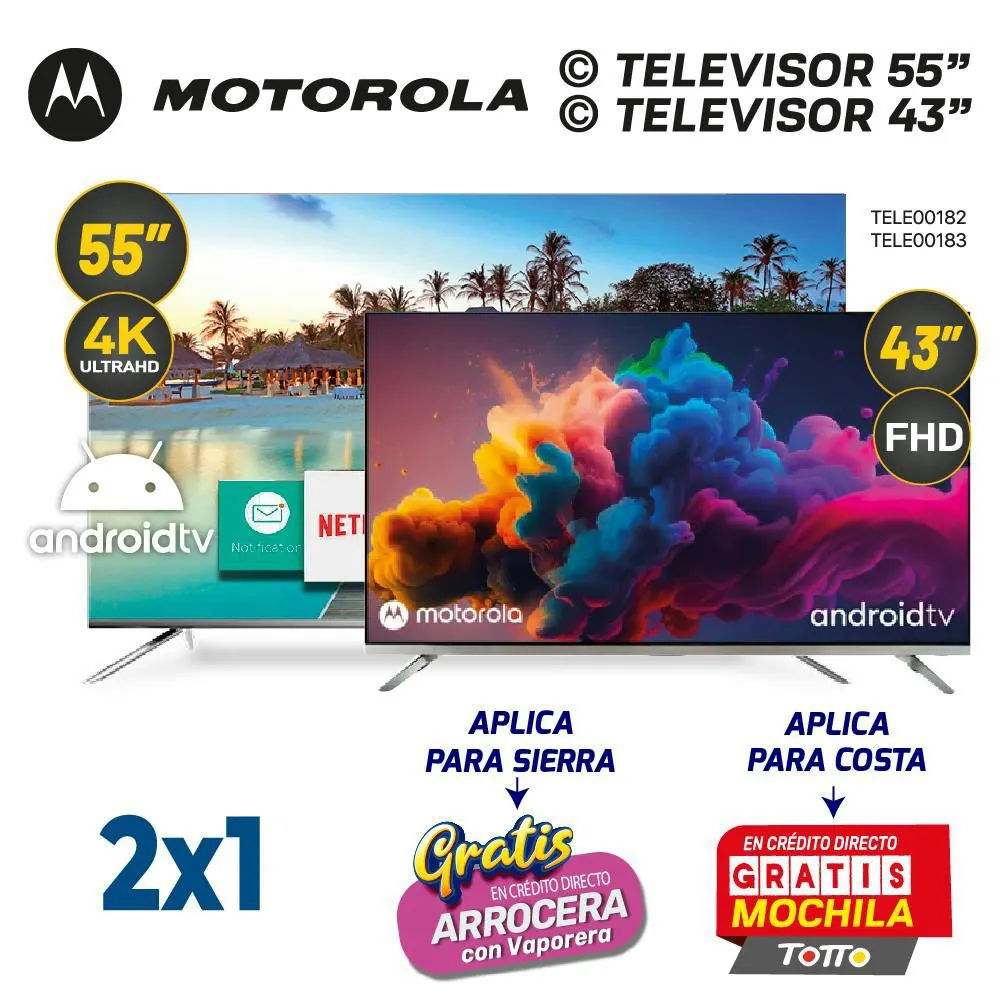 MEGA COMBO 5 TELEVISOR MOTOROLA 43" + 55"