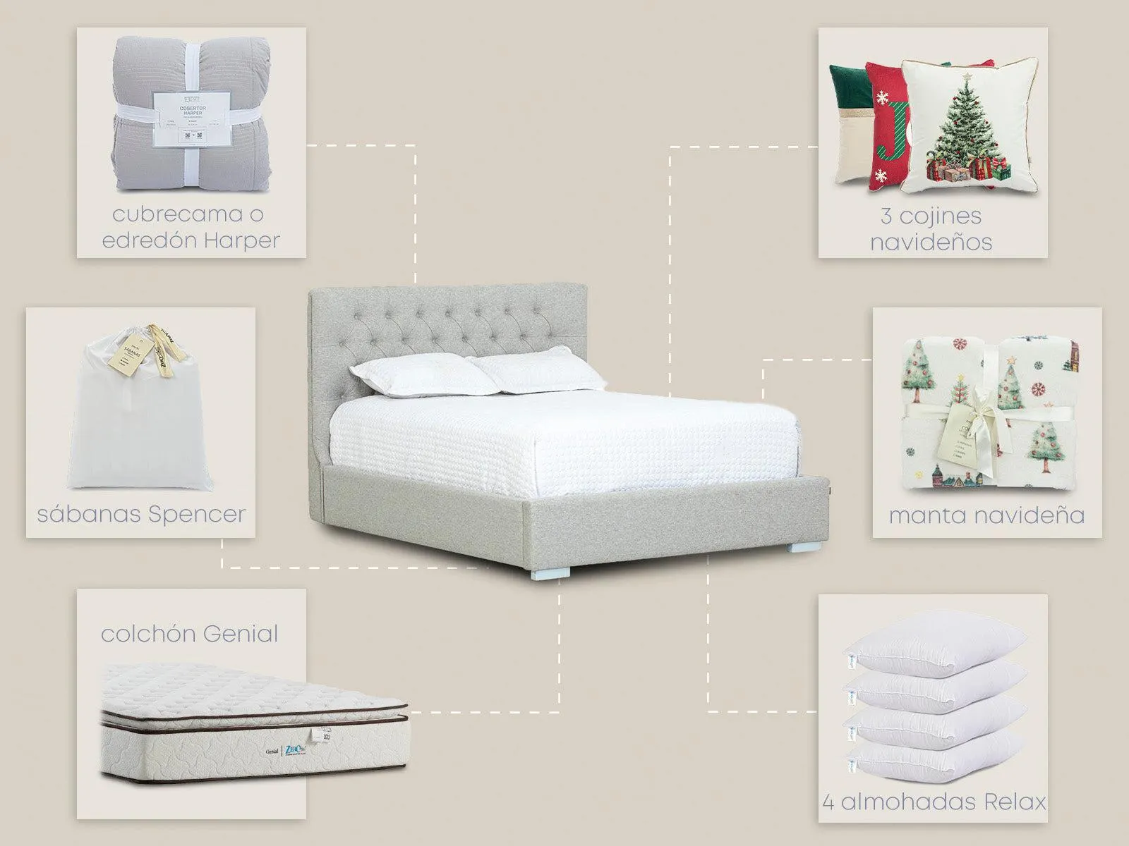 Set Cama Martini Basso Queen Gris