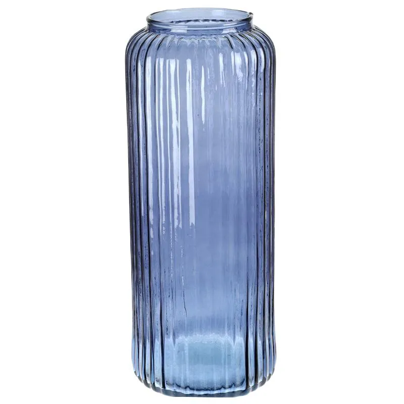 Florero Pisa de Cristal 37x15cm Azul